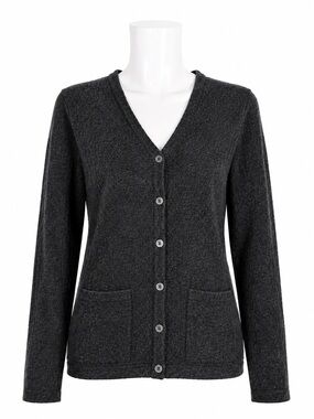 Size S Tabi International Women’s Vintage Pure Wool Cardigan Sweater Dark Grey